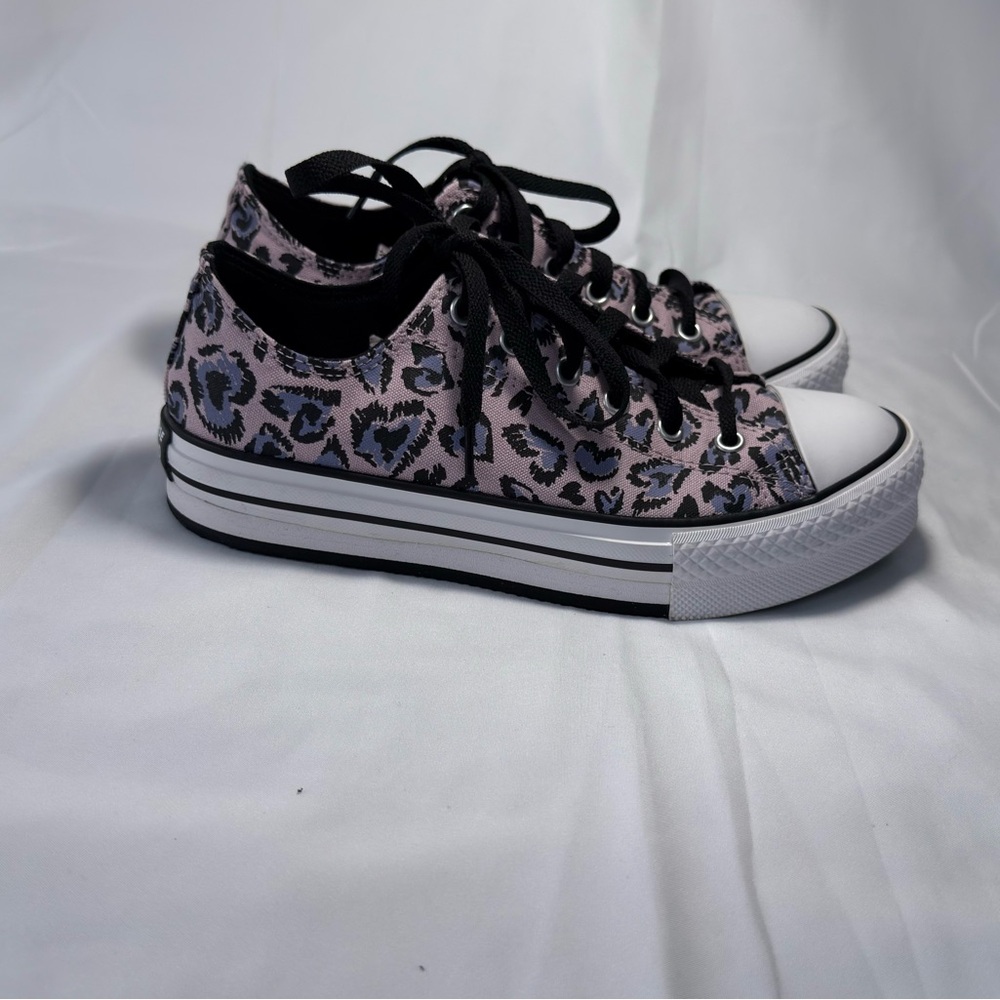 Converse Pink and Black Leopard Print Sneakers